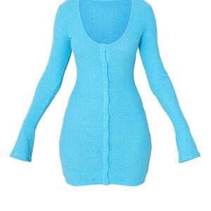 PrettyLittleThing Blue Long Sleeve Dress